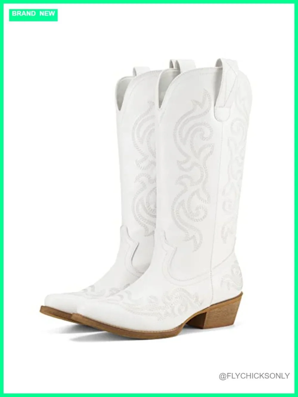 Women's Western Cowgirl Boots with Chunky Heel Snip Toe Mid-Calf